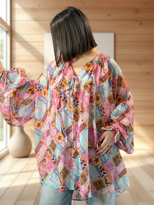 VICTORINE - TUNIQUE OVERSIZE A MOTIF JUSQU'A LA TAILLE 60