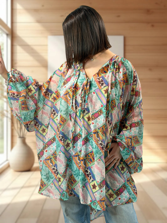 VICTORINE - TUNIQUE OVERSIZE A MOTIF JUSQU'A LA TAILLE 60