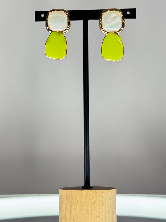 ISA - BOUCLES D'OREILLES VERTE DORE