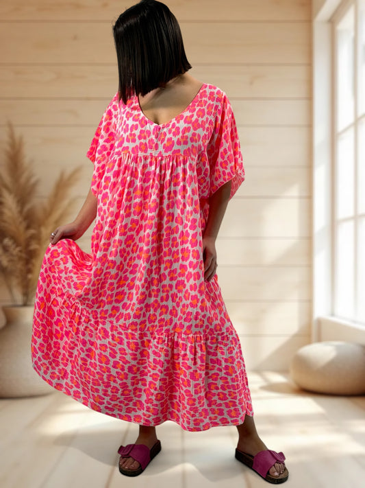 ROSITA - ROBE LEOPARD JUSQU'A LA TAILLE 54