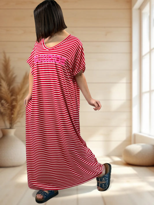 SUNRISE - ROBE MARINIERE ROUGE JUSQU'A LA TAILLE 54/56