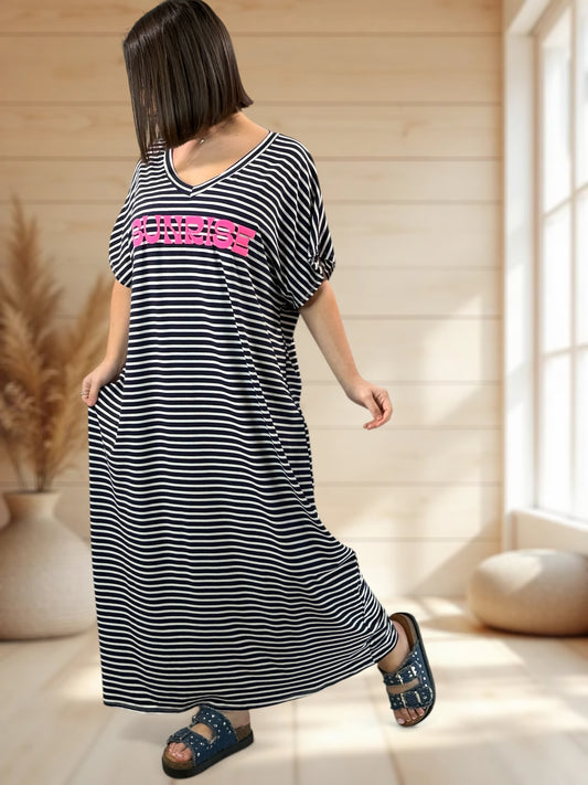 SUNRISE - ROBE MARINIERE MARINE JUSQU'A LA TAILLE 54/56