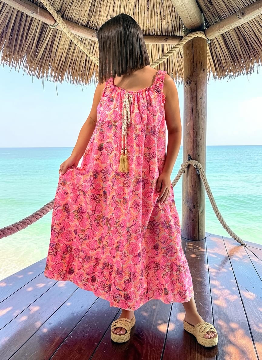 RIO - ROBE FUCHSIA BRODÉE JUSQU'A LA TAILLE 52/54