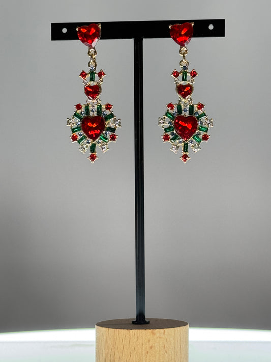 VENISE - BOUCLES D'OREILLES COEUR EN STRASS