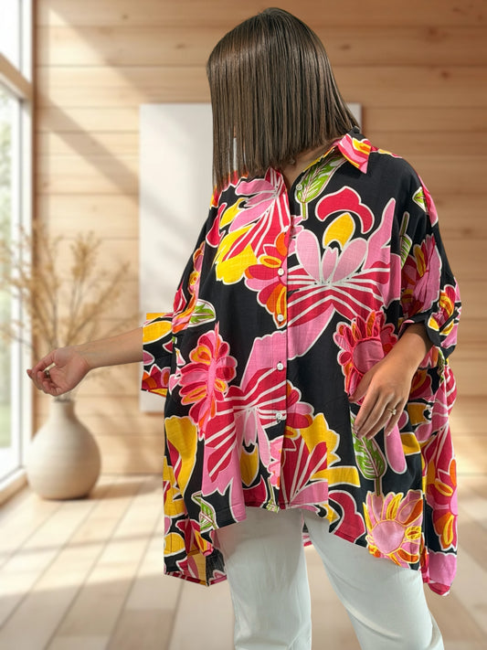TYLER - TUNIQUE OVERSIZE AVEC BRODERIE JUSQU'A LA TAILLE 54/56