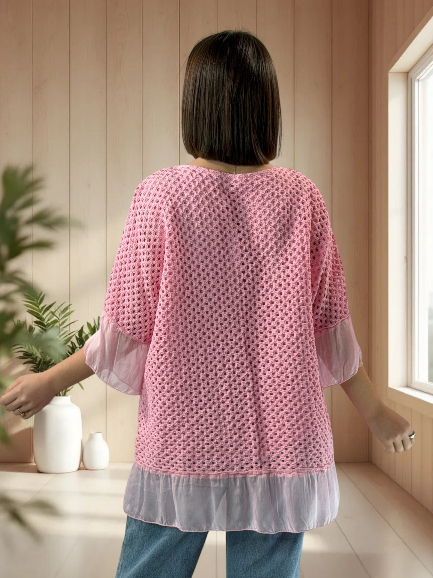 AURORA - TUNIQUE OVERSIZE ROSE JUSQU'A LA TAILLE 52