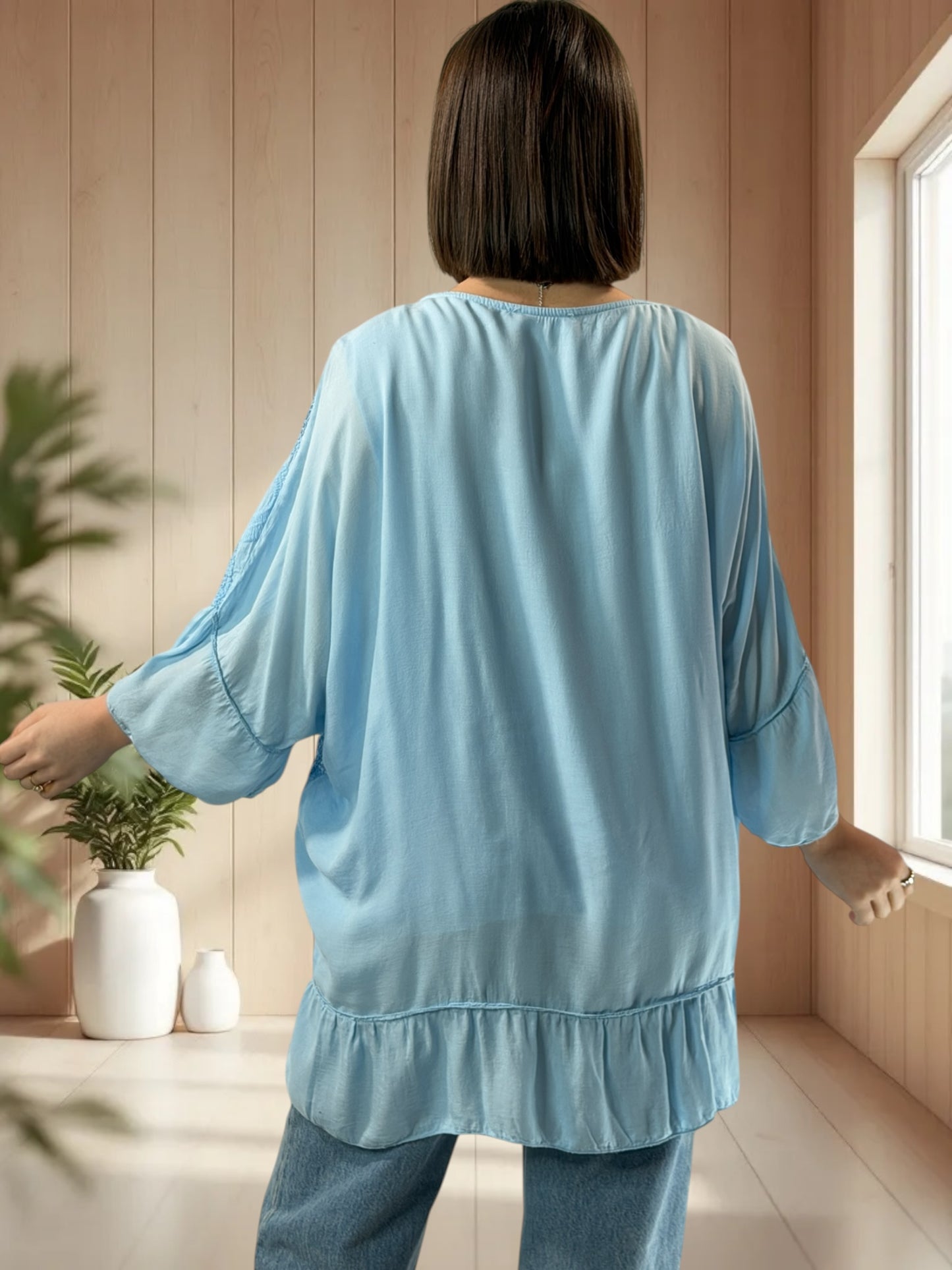 ANTONELLA - TUNIQUE OVERSIZE BLEUE JUSQU'A LA TAILLE 52