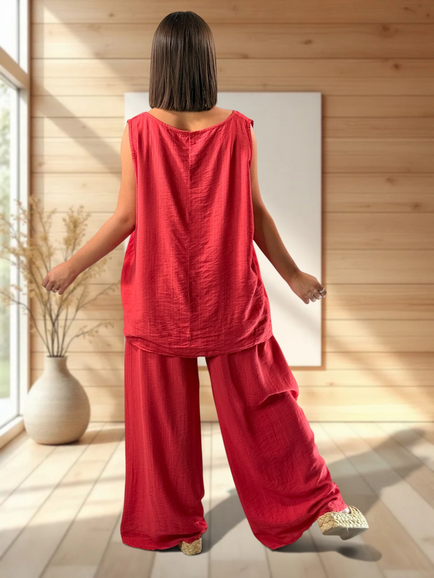 MADISON - TUNIQUE OVERSIZE ROUGE JUSQU'A LA TAILLE 50/52
