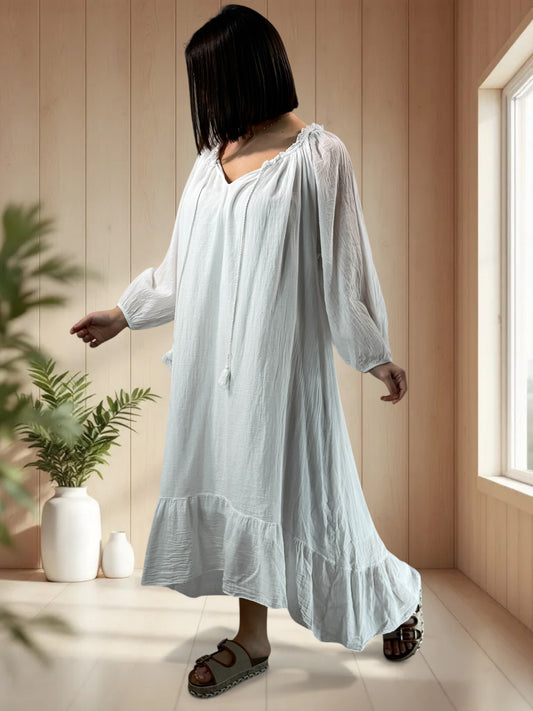 JULIETTE - ROBE BLANCHE EN COTON JUSQU'A LA TAILLE 50/52