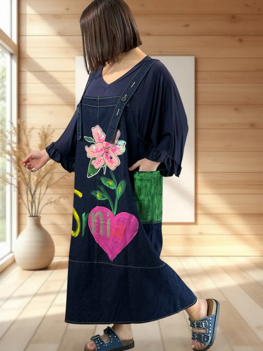 ANGIE - JUPE SALOPETTE EN JEAN JUSQU'A LA TAILLE 52