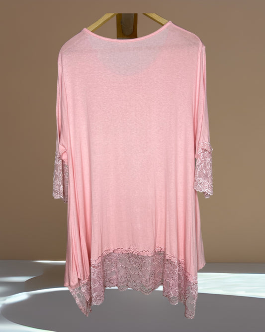 CINDY - TOP ROSE TAILLE 46 A 56/58