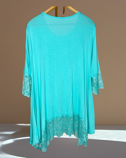 CINDY - TOP TURQUOISE TAILLE 46 A 56/58