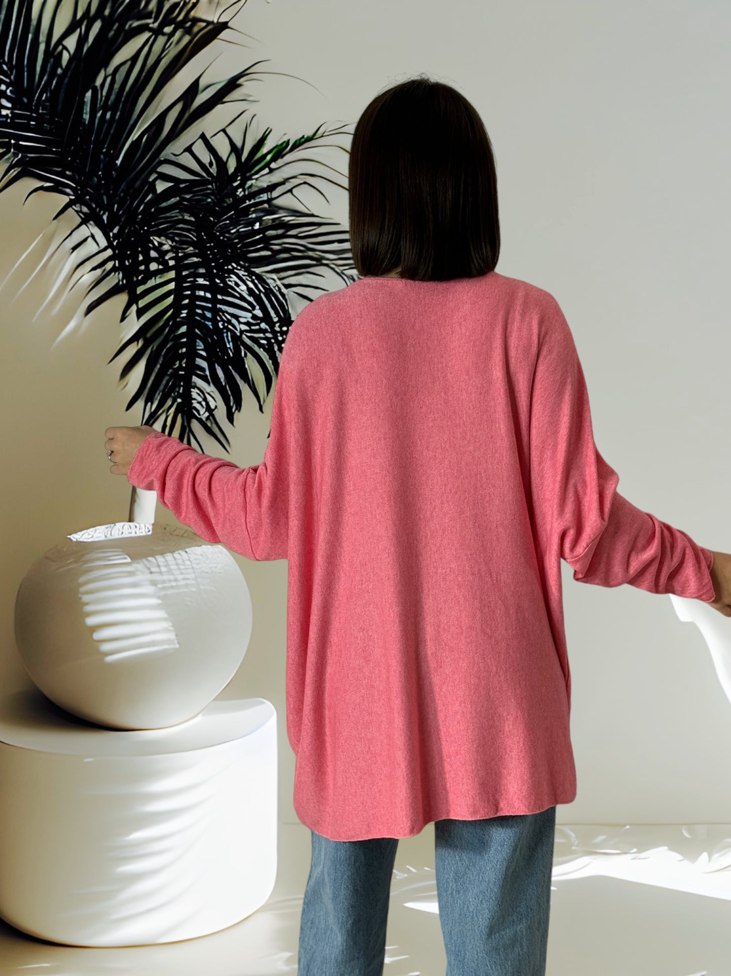 CAPRIO - PULL ROSE EN MAILLE FLUIDE JUSQU'A LA TAILLE 54