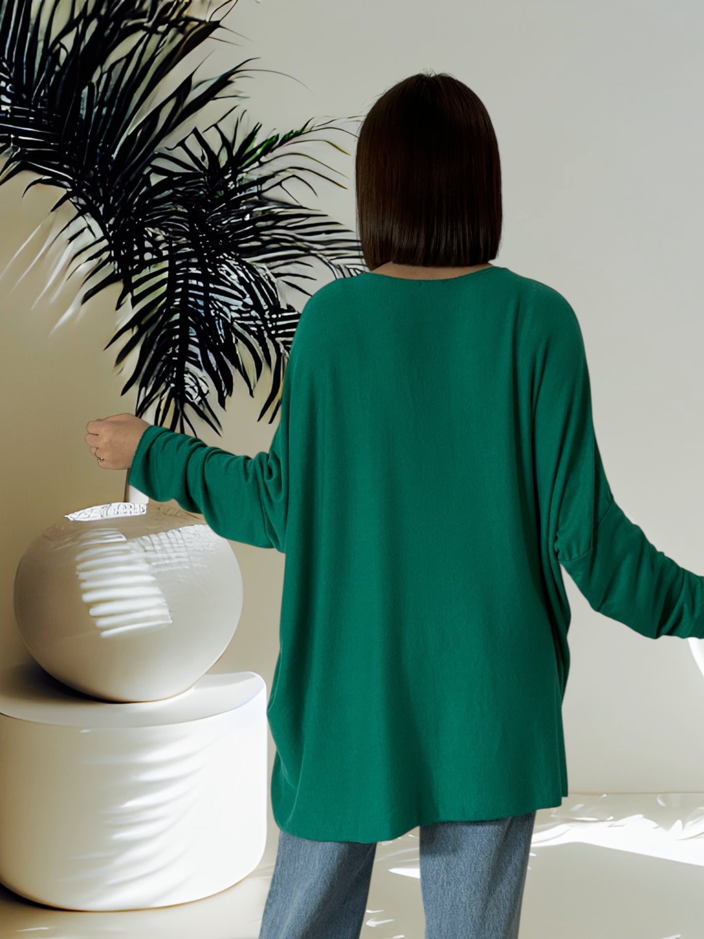 CAPRIO - PULL VERT EN MAILLE FLUIDE JUSQU'A LA TAILLE 54