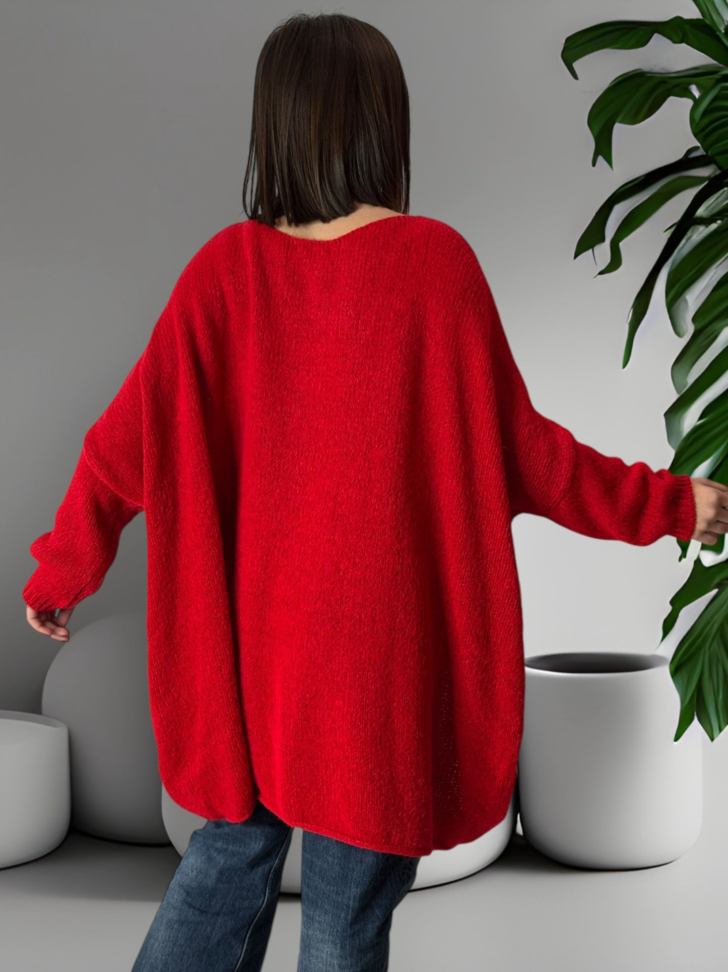 JULIA - PULL OVERSIZE ROUGE JUSQU'A LA TAILLE 56/58