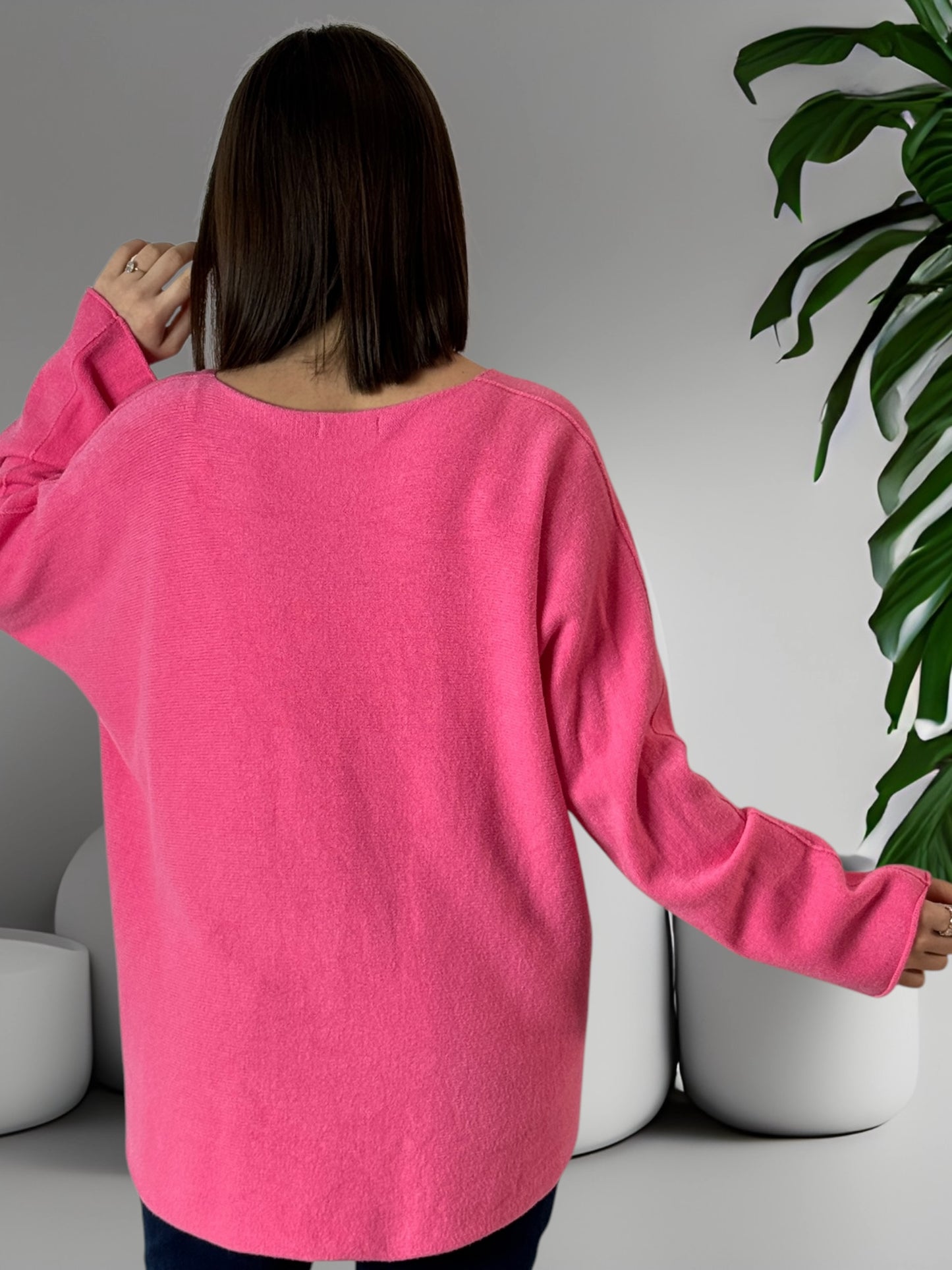 LARA - PULL OVERSIZE FUCHSIA JUSQU'A LA TAILLE 54