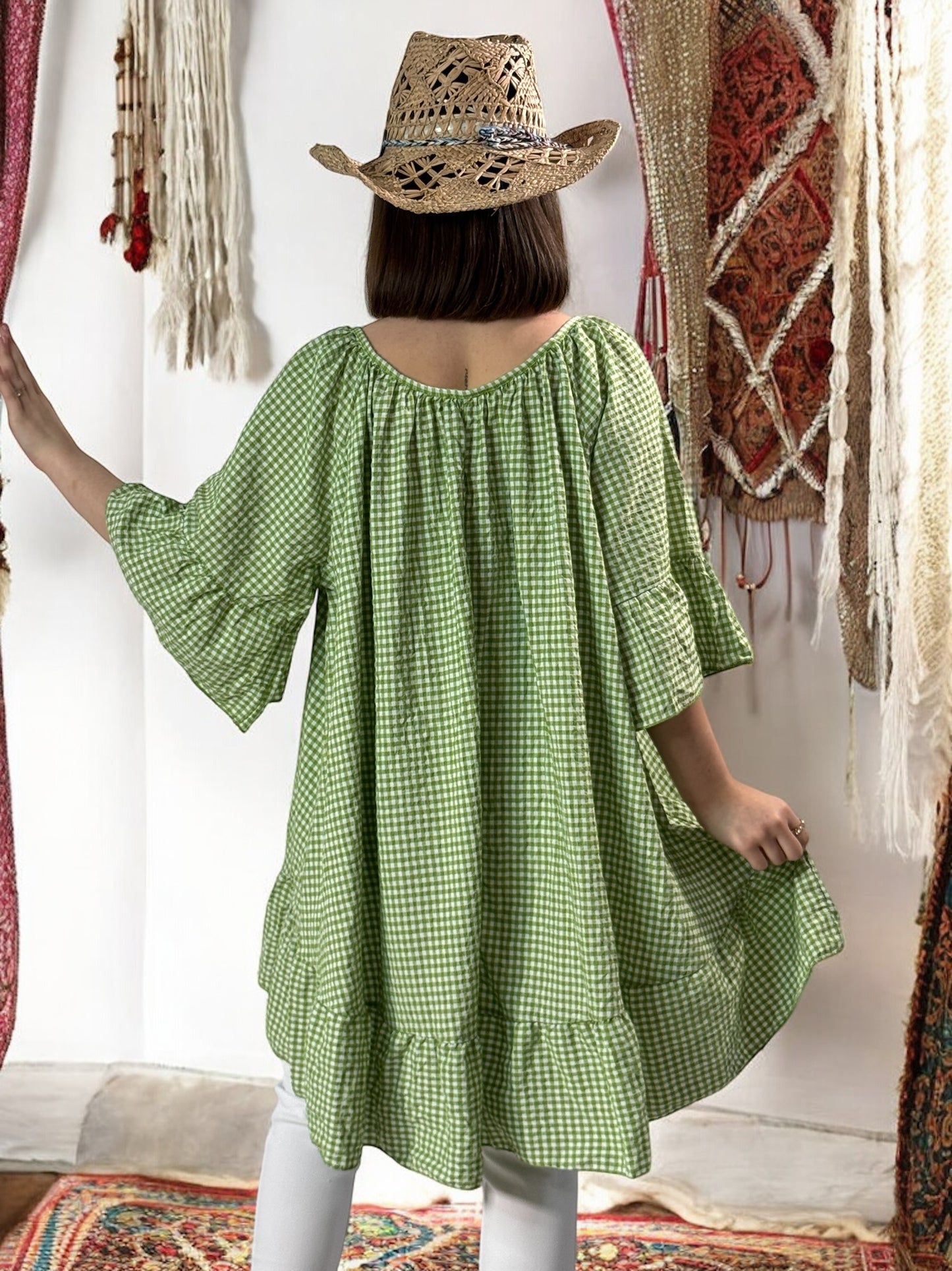 DEBORAH - TUNIQUE VICHY VERT JUSQU'A LA TAILLE 54/56