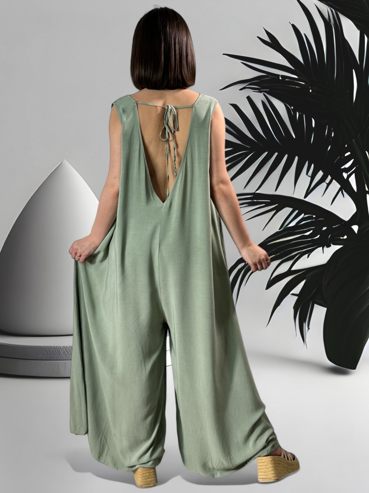ALYSON - COMBI OVERSIZE FLUIDE KAKI JUSQU'A UNE TAILLE 50/52