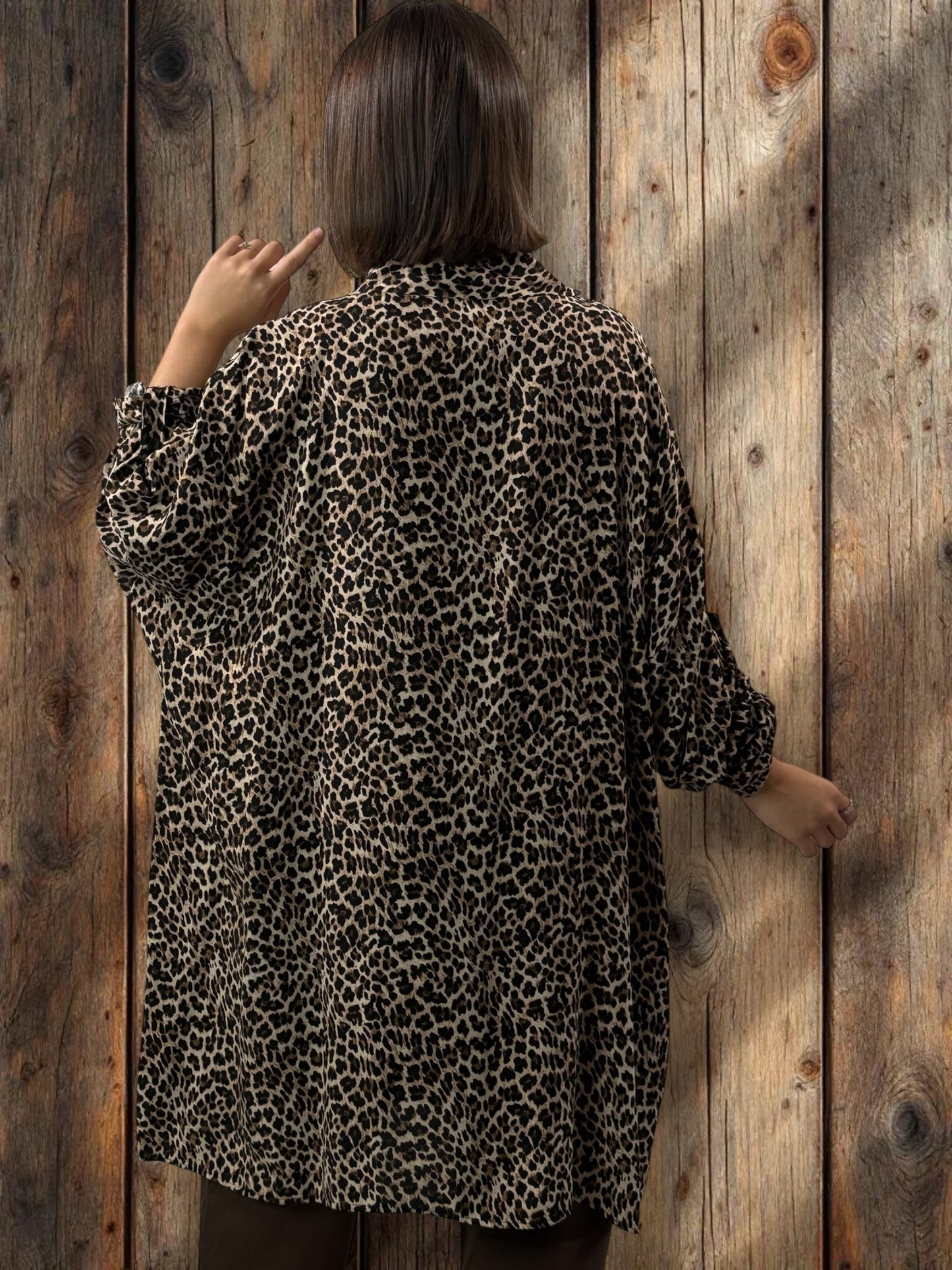 FELINE - CHEMISE OVERSIZE LEOPARD JUSQU'A LA TAILLE 58