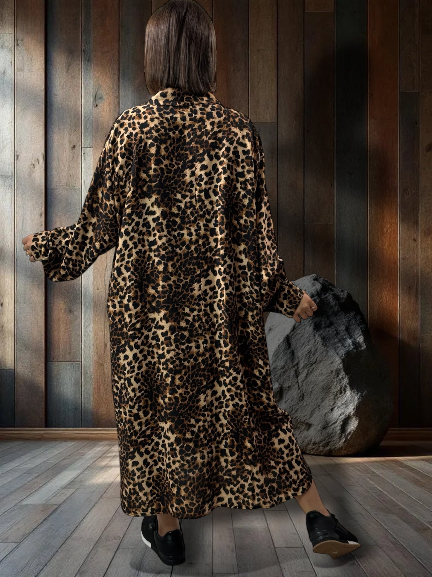 TILINA - ROBE LEOPARD FLUIDE OVERSIZE JUSQU'A LA TAILLE 54