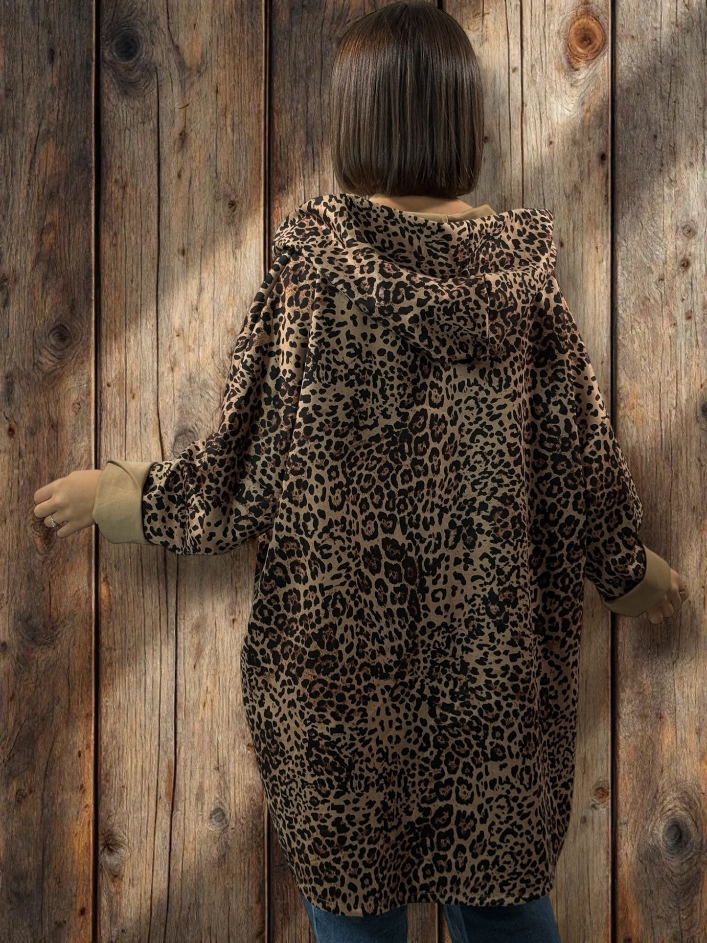 STEFANIA - VESTE LEOPARD EN SUEDINE OVERSIZE JUSQU'A LA TAILLE 54