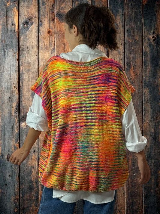 GIANNI - GILET MULTICOLORE SANS MANCHE POCHES EN JEAN JUSQU'A LA TAILLE 52