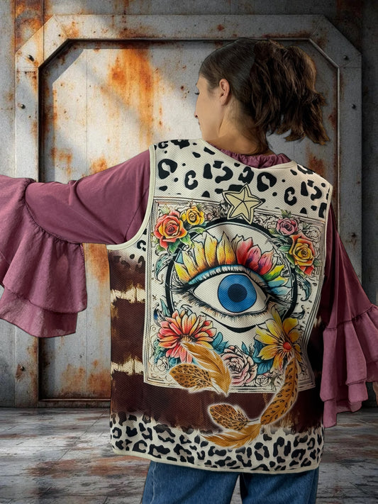 LORENZO - GILET SANS MANCHE A MOTIF JUSQU'A LA TAILLE 50/52