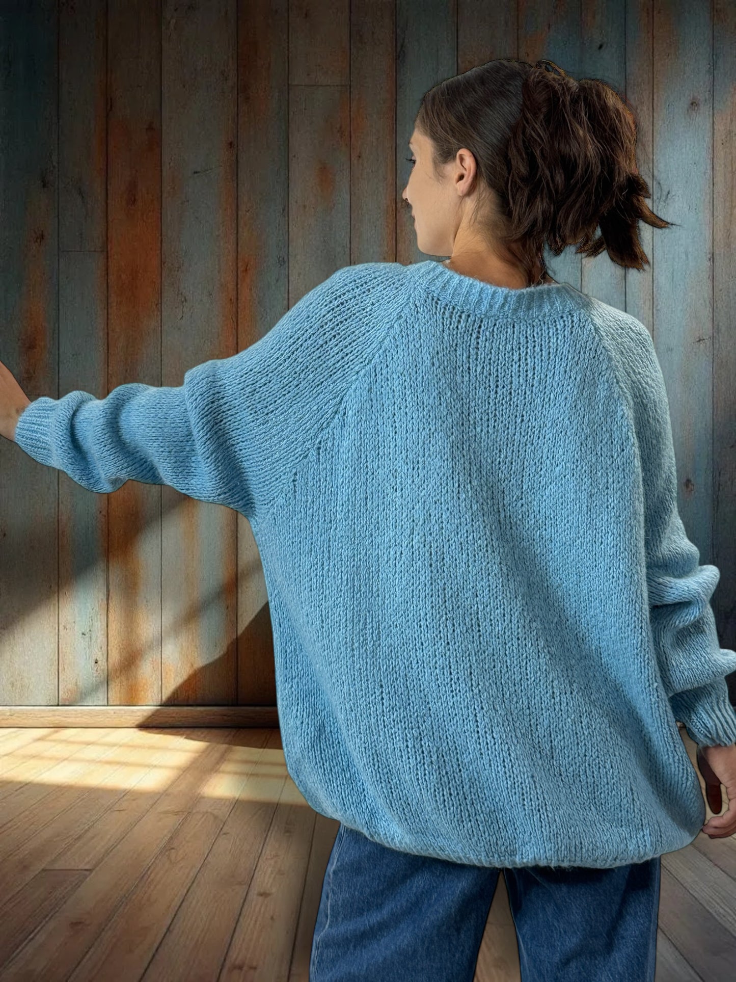 MATTEO - PULL BLEU AVEC MOHAIR JUSQU'A LA TAILLE 54