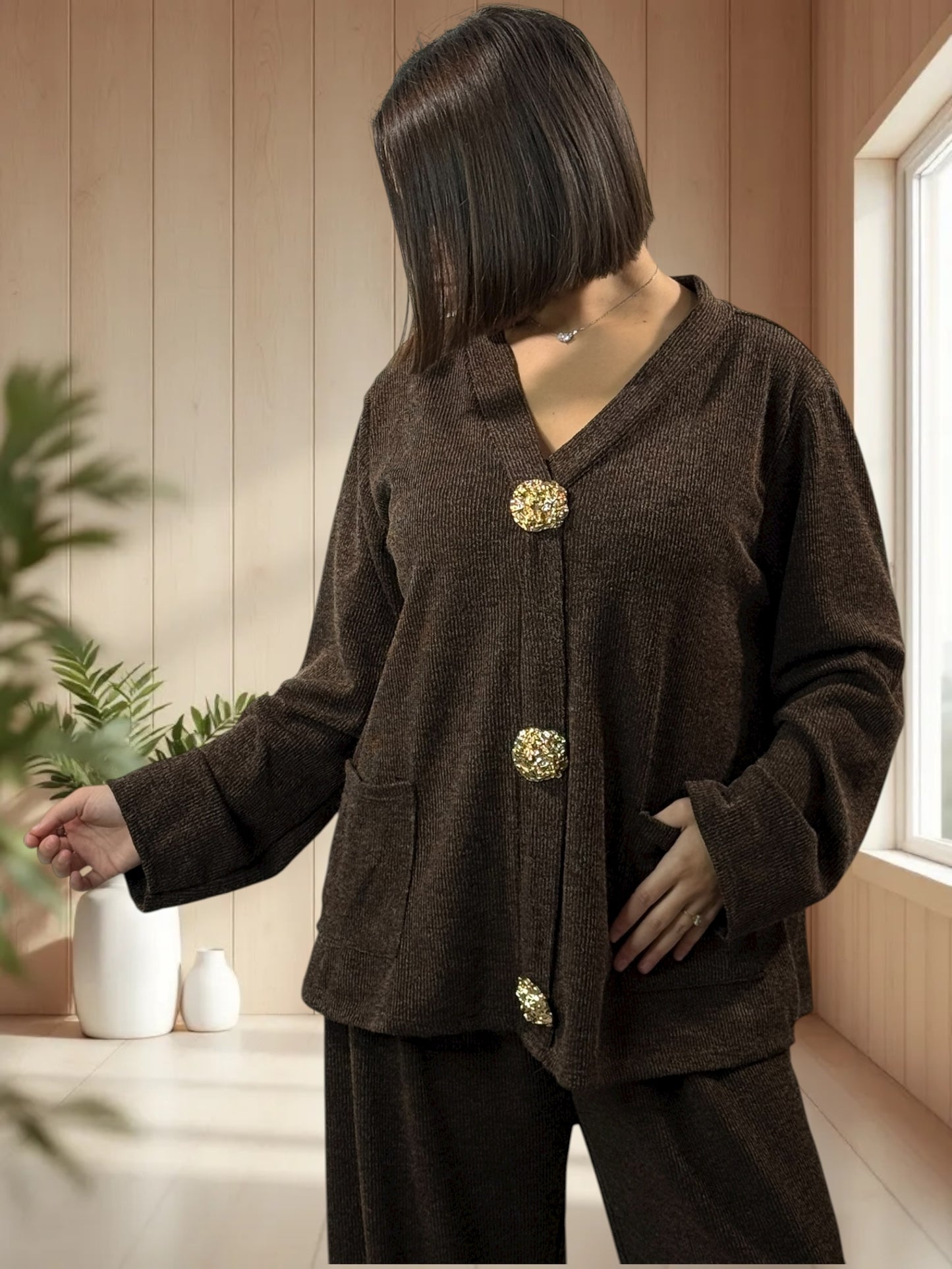 BRANDON - ENSEMBLE MARRON JUSQU'A LA TAILLE 48
