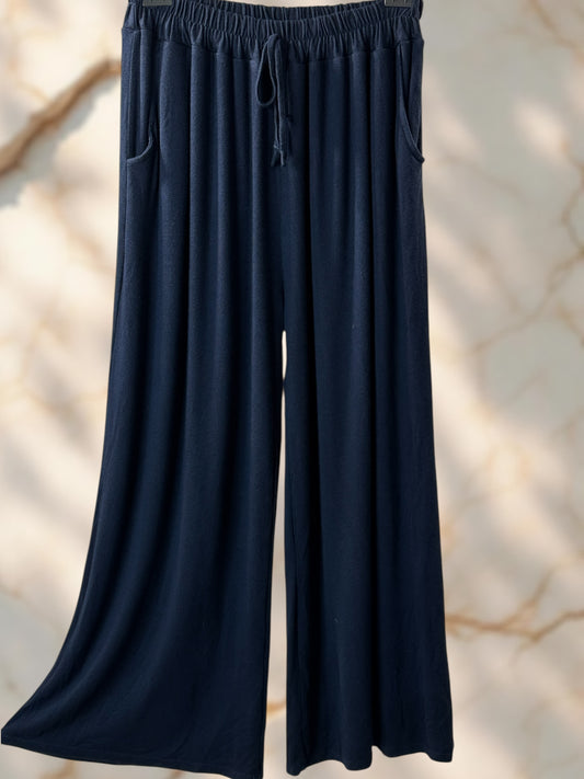 MARLO - PANTALON AMPLE FLUIDE MARINE TAILLE 48 A 58