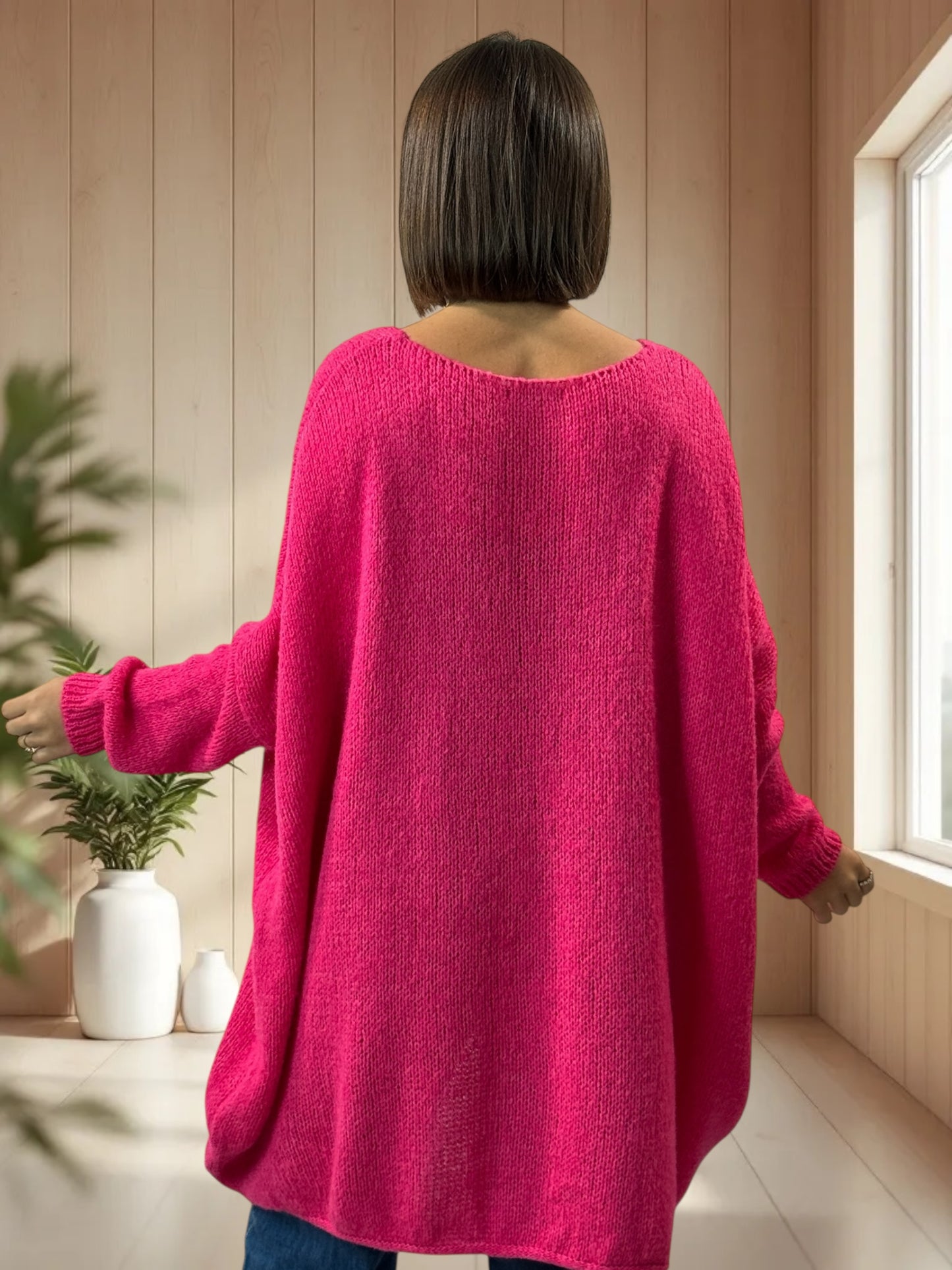 JULIA - PULL OVERSIZE FUCHSIA JUSQU'A LA TAILLE 56/58