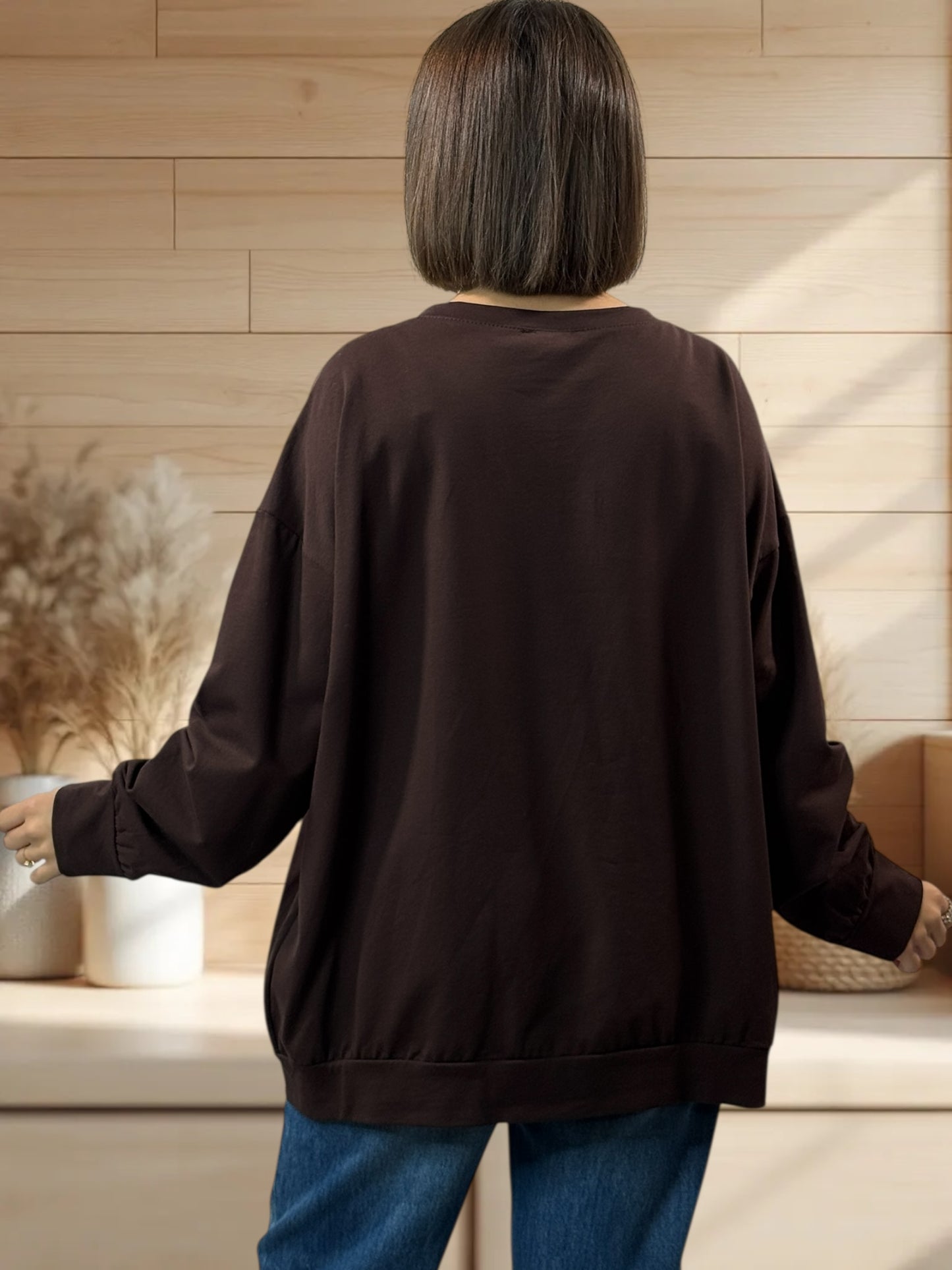 NAMASTE - SWEAT OVERSIZE MARRON JUSQU'A LA TAILLE 52