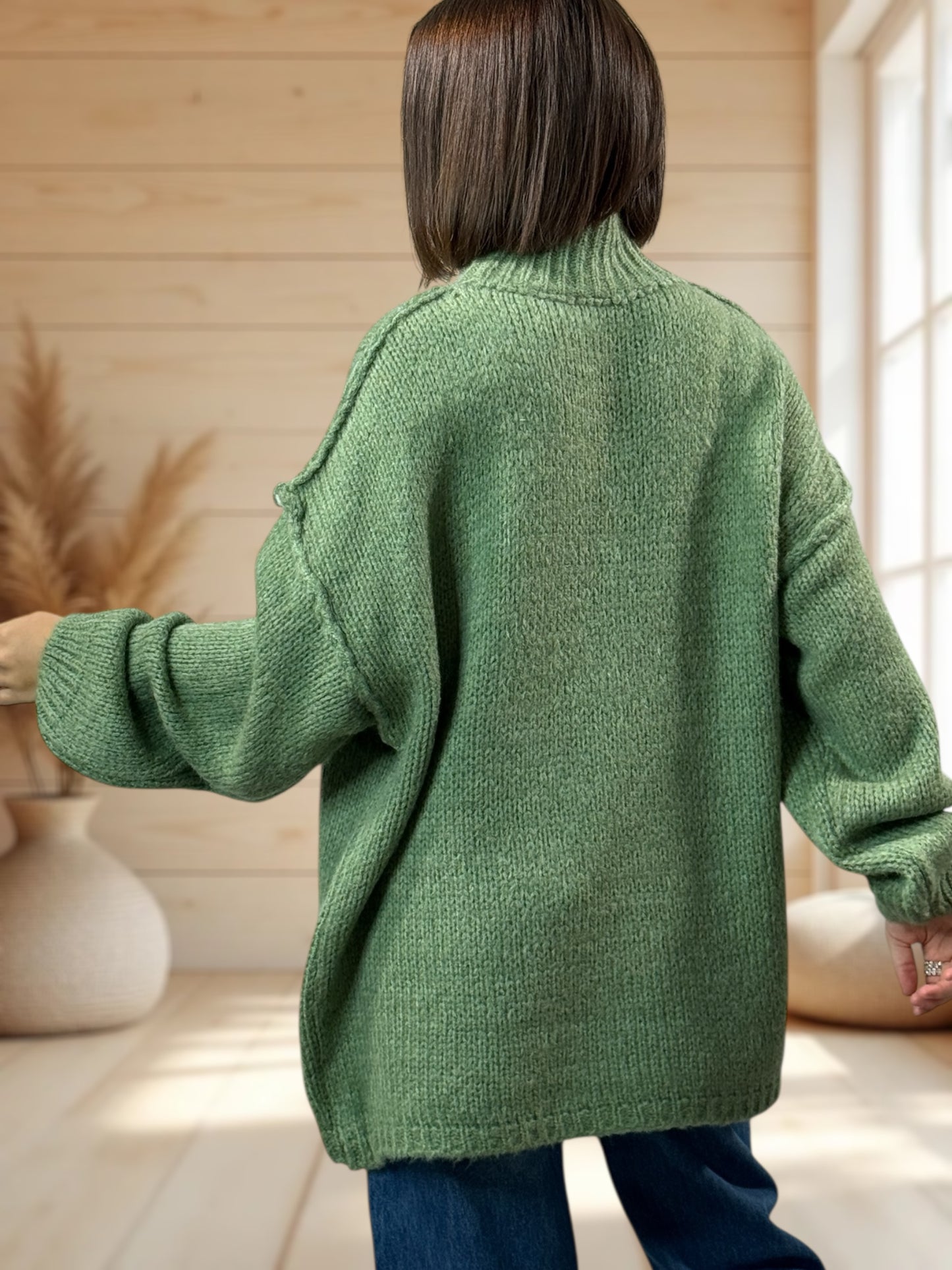 NATHY - PULL OVERSIZE VERT JUSQU'A LA TAILLE 54