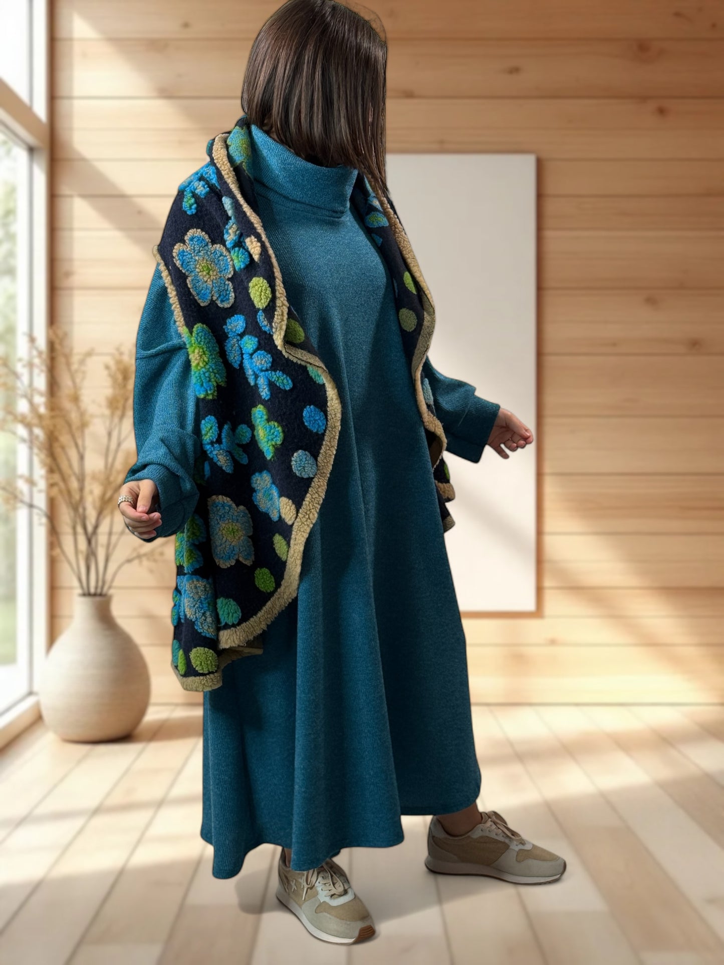 MILAN - ROBE OVERSIZE BLEU CANARD JUSQU'A LA TAILLE 60