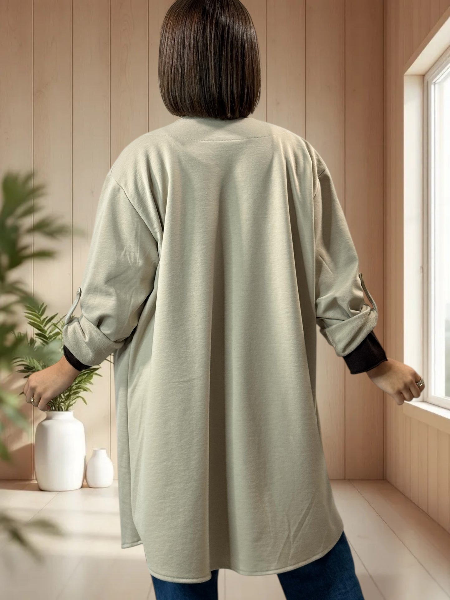 LYSIANE - VESTE BEIGE OVERSIZE JUSQU'A LA TAILLE 52/54