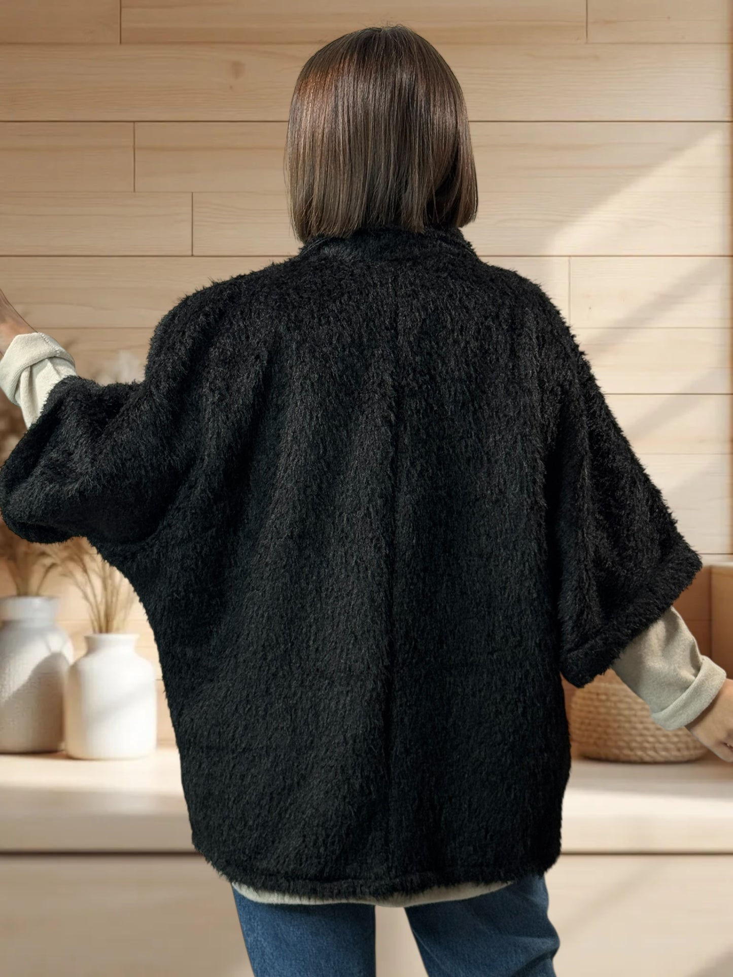 MAGUY - VESTE OVERSIZE NOIRE JUSQU'A LA TAILLE 54