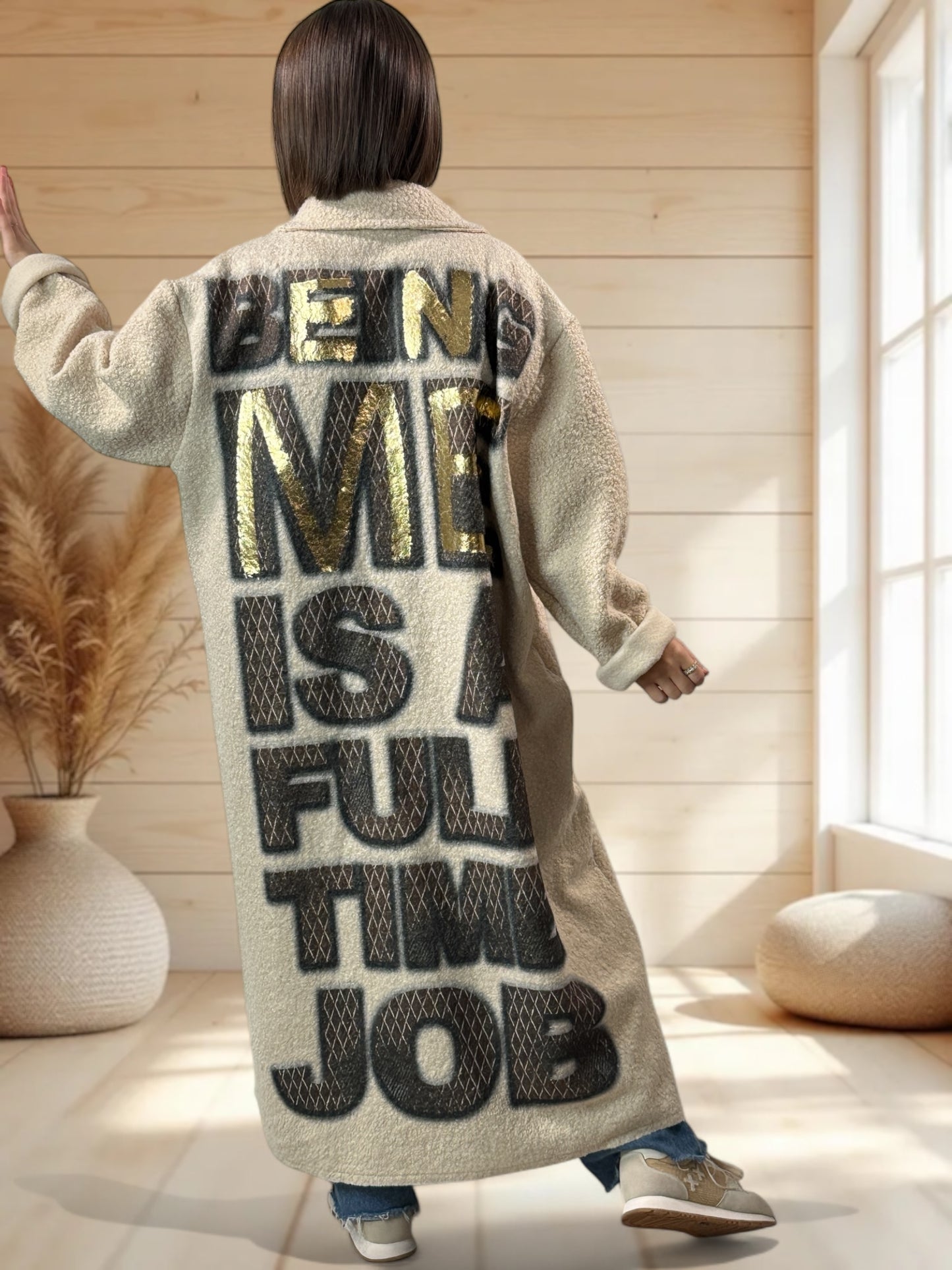 SYLVIO - LONG MANTEAU BEIGE JUSQU'A LA TAILLE 54