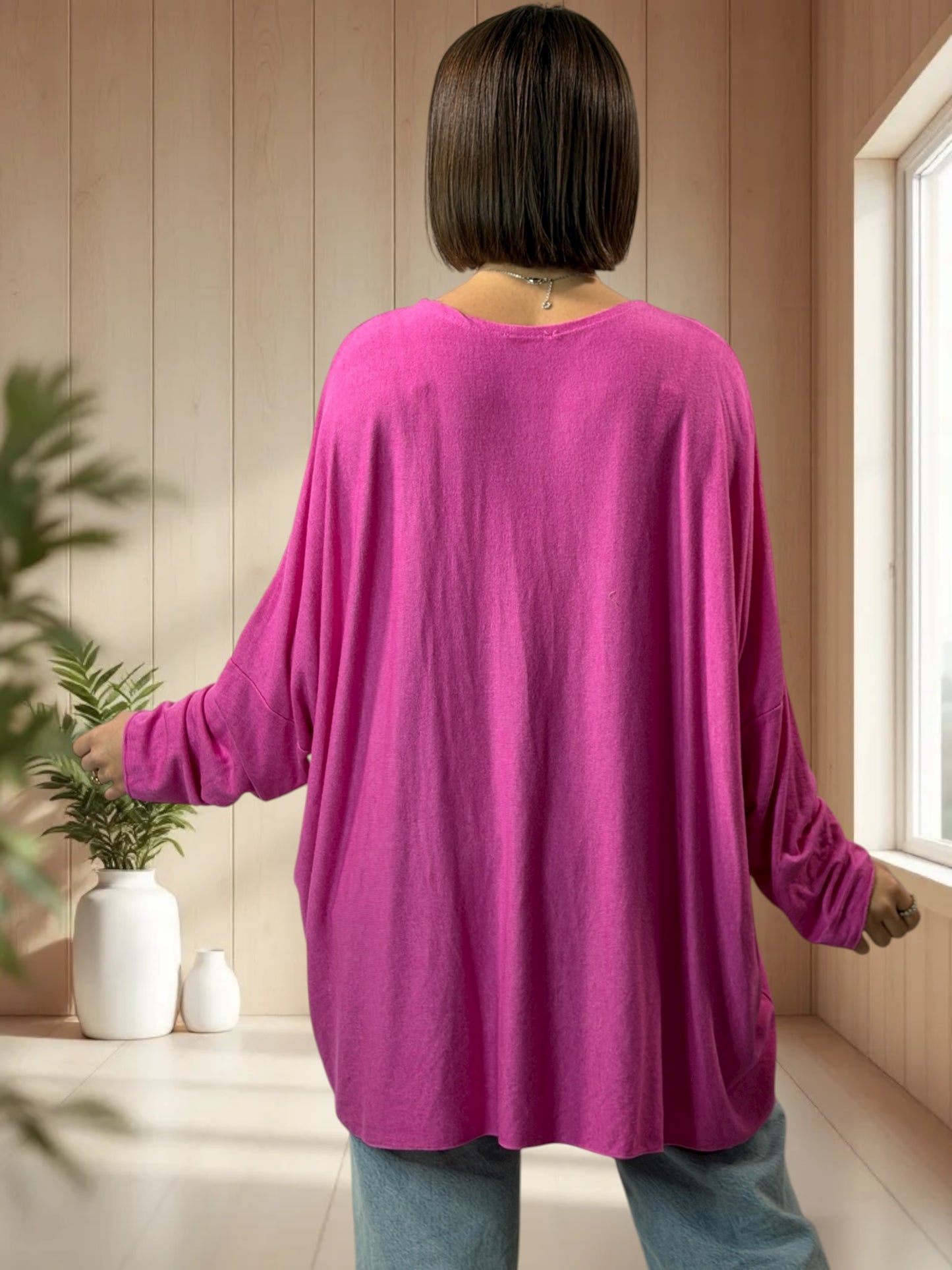 CAPRIO - PULL FUCHSIA EN MAILLE FLUIDE JUSQU'A LA TAILLE 54