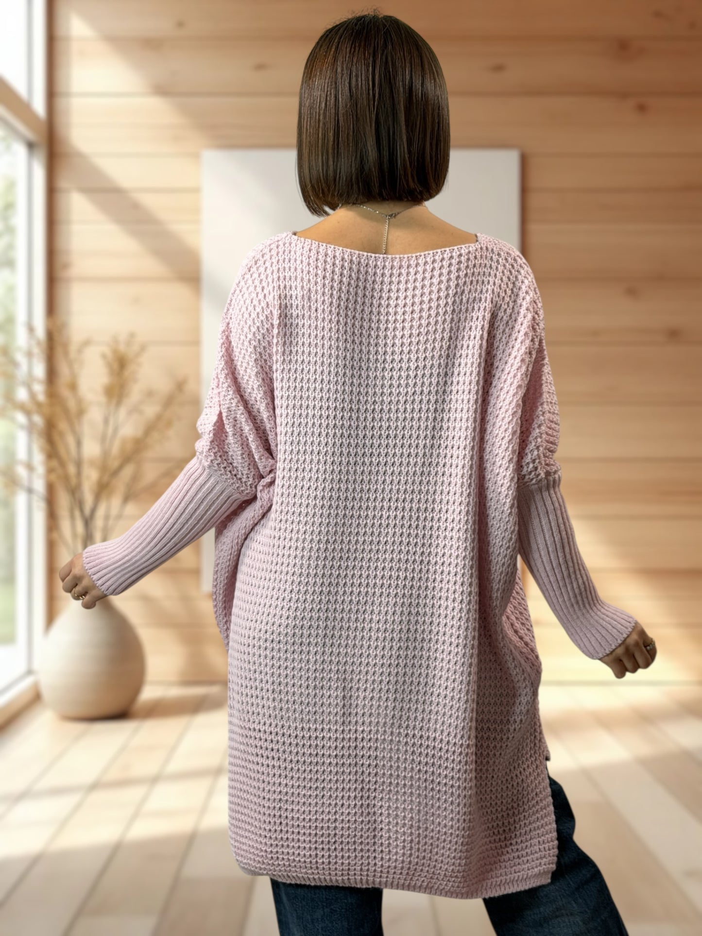 OLIVIA - PULL OVERSIZE ROSE JUSQU'A LA TAILLE 56/58