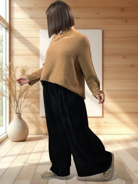 MARVIN - PANTALON EN VELOURS NOIR TAILLE 46 A 54