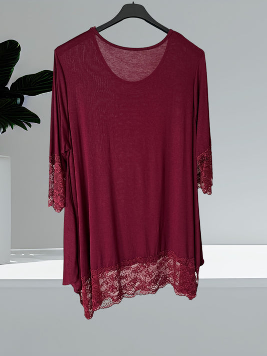 CINDY - TOP BORDEAUX TAILLE 46 A 56/58