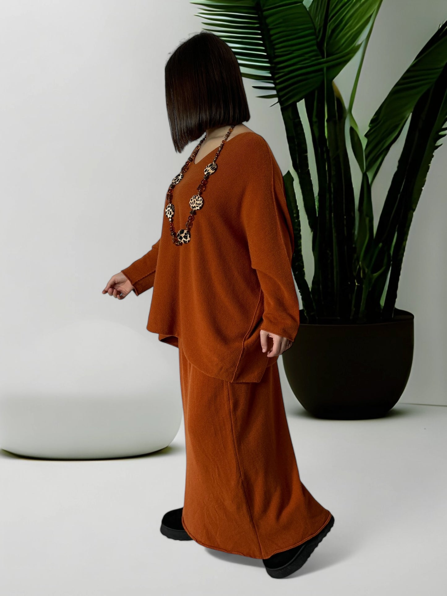 FAUSTINE - ENSEMBLE EN MAILLE ROUX JUSQU'A LA TAILLE 52/54