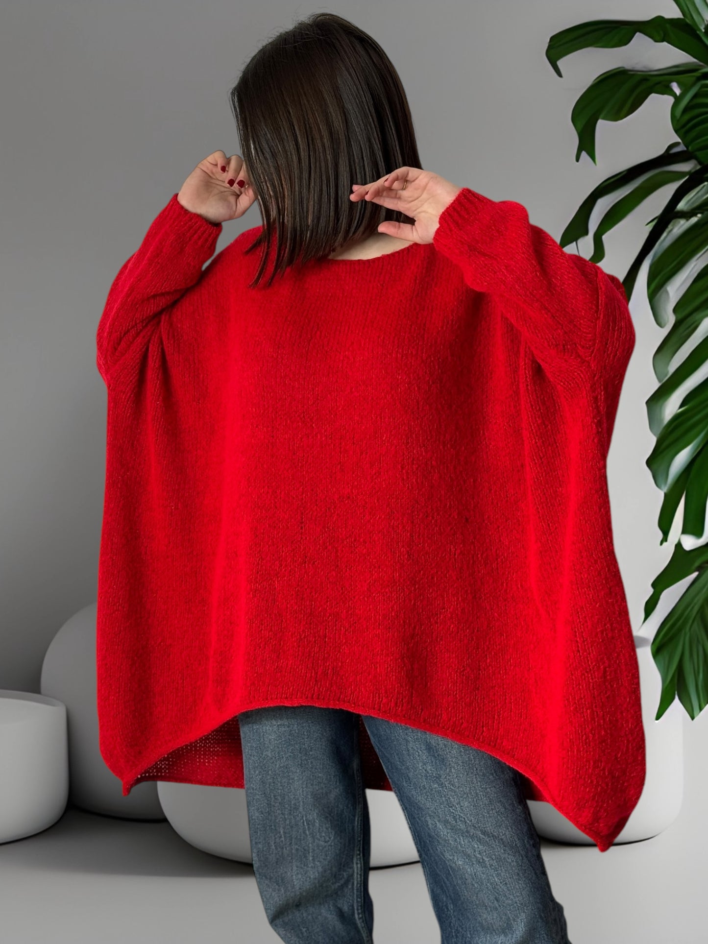 JULIA - PULL OVERSIZE ROUGE JUSQU'A LA TAILLE 56/58