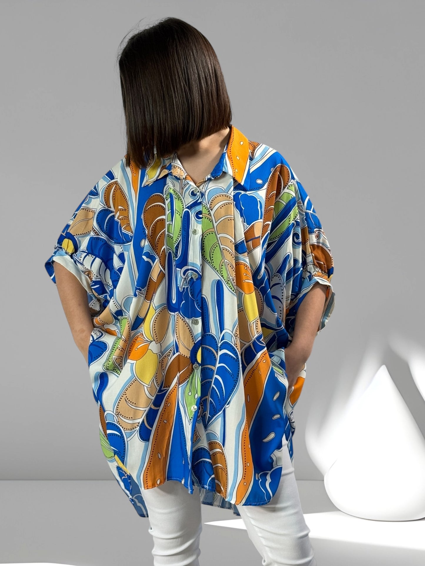 ANELISE - TUNIQUE OVERSIZE MOTIF IMPERIAL JUSQU'A LA TAILLE 58