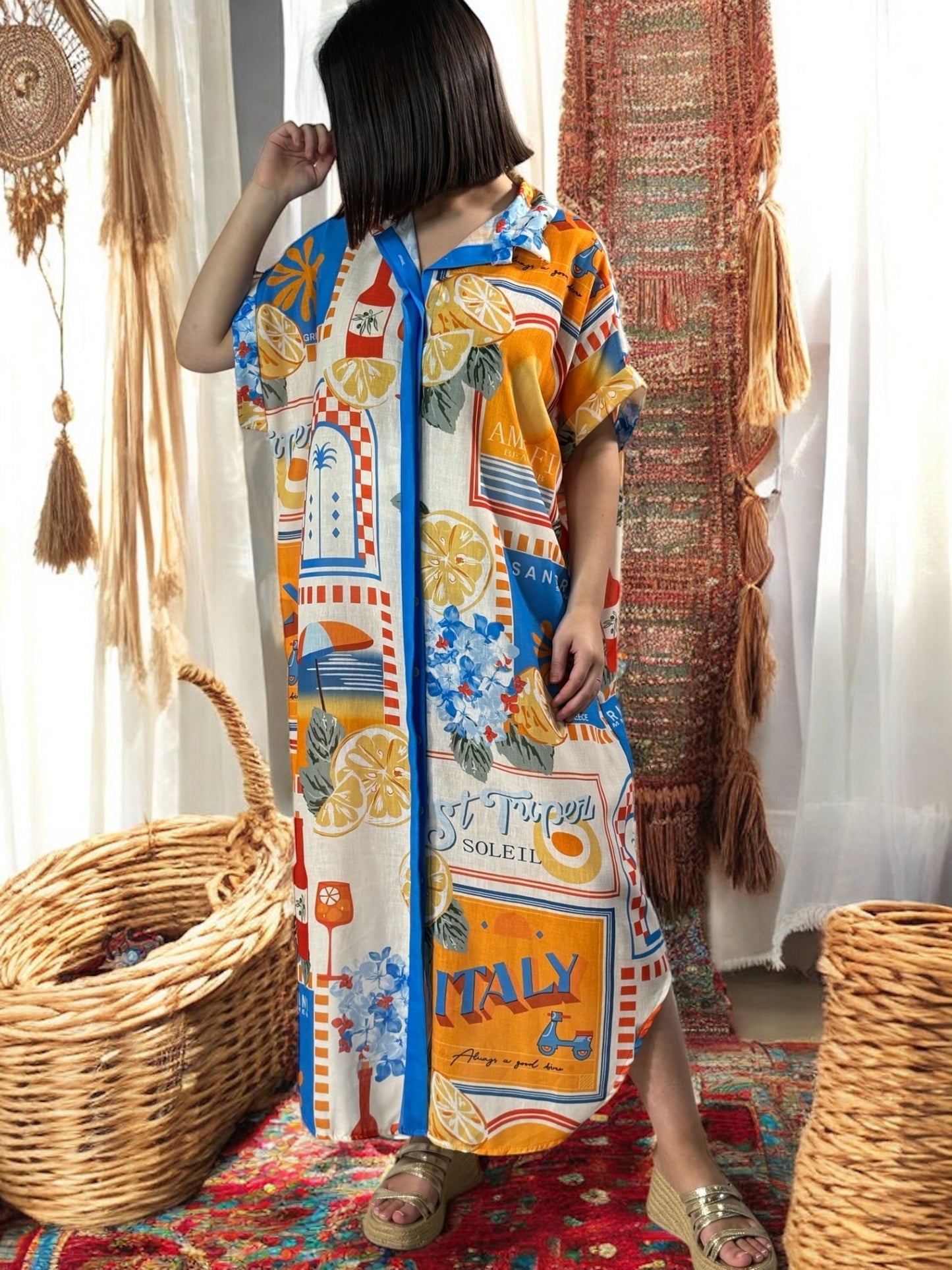 ITICA - ROBE OVERSIZE AVEC MOTIF JUSQU'A LA TAILLE 56