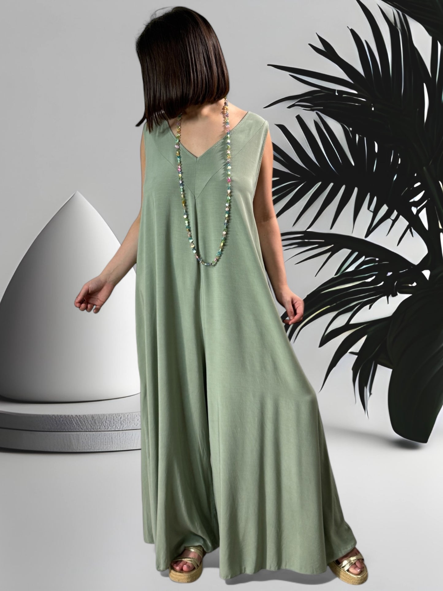 ALYSON - COMBI OVERSIZE FLUIDE KAKI JUSQU'A UNE TAILLE 50/52