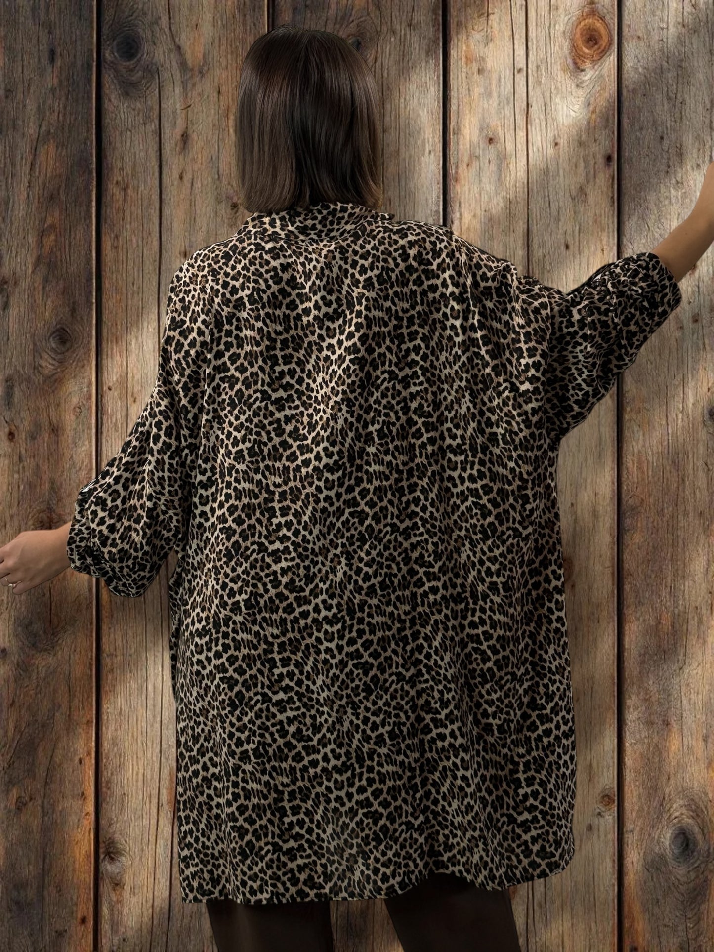 FELINE - CHEMISE OVERSIZE LEOPARD JUSQU'A LA TAILLE 58