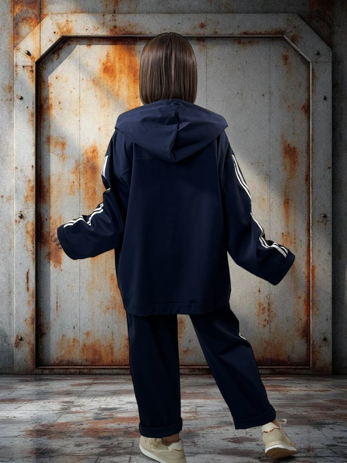 MARLEY - VESTE MARINE OVERSIZE JUSQU'A LA TAILLE 54
