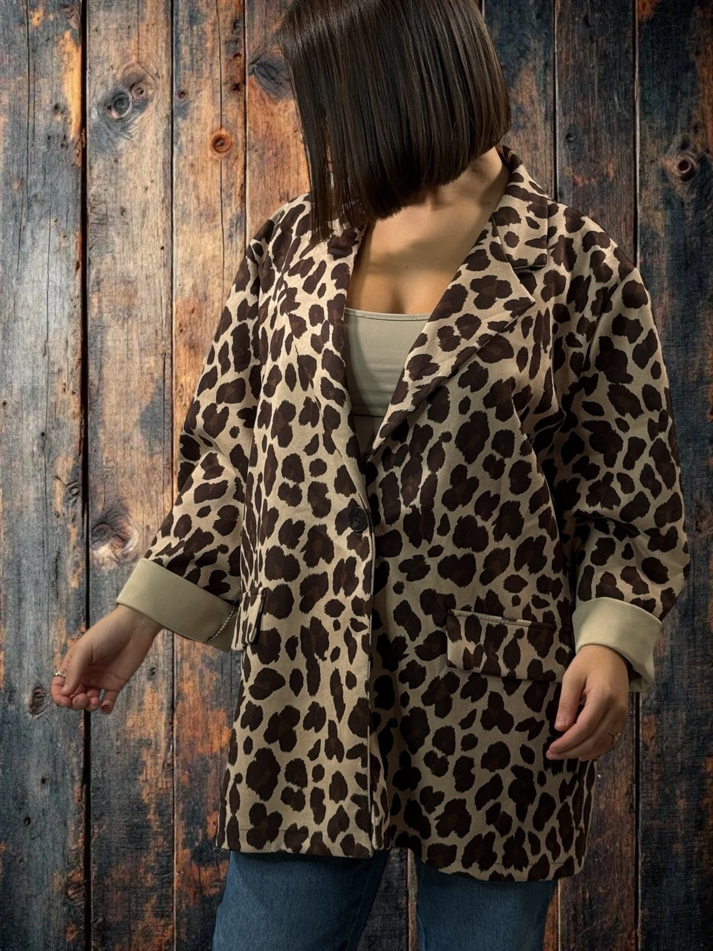 ALYSON - BLAZER LEOPARD EN SUEDINE JUSQU'A LA TAILLE 52