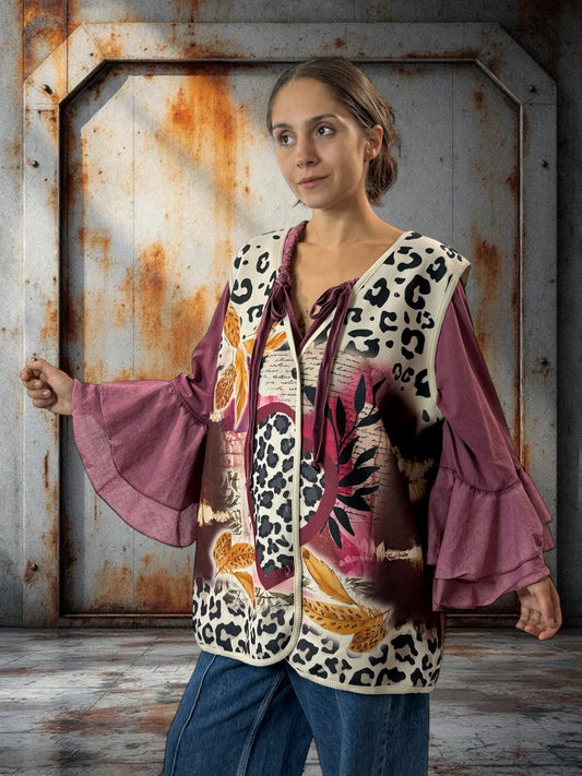 LORENZO - GILET SANS MANCHE A MOTIF JUSQU'A LA TAILLE 50/52